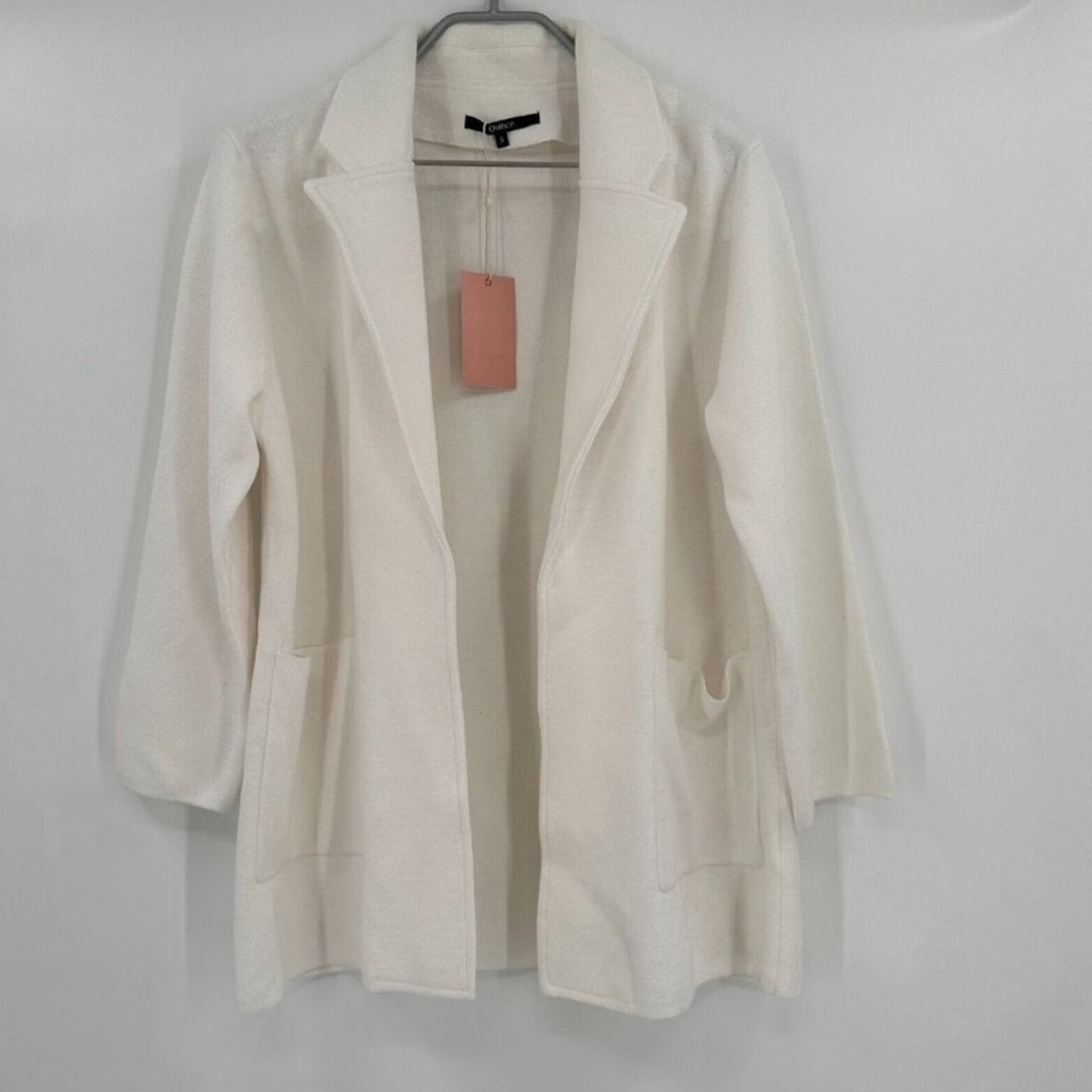 Quince Ivory Organic Cotton Knit Blazer Jacket Long Sleeve sz S Small NWT
